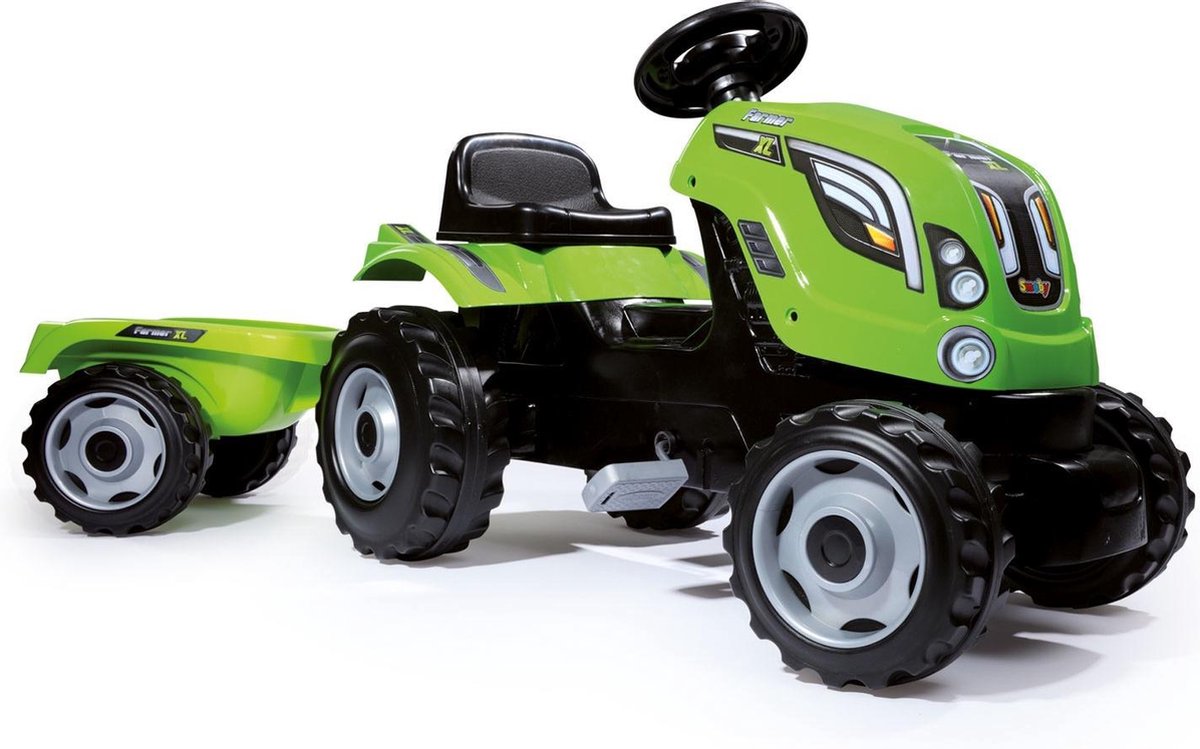 Smoby traptractor met aanhanger groen