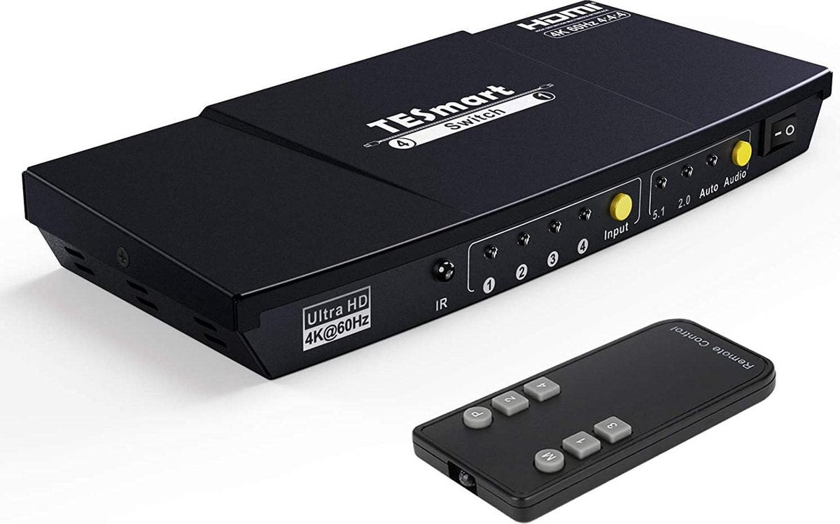 NÖRDIC SGM-167 HDMI switch 4 input naar 1 output - 4K 60Hz - HDCP 2.2 - Zwart