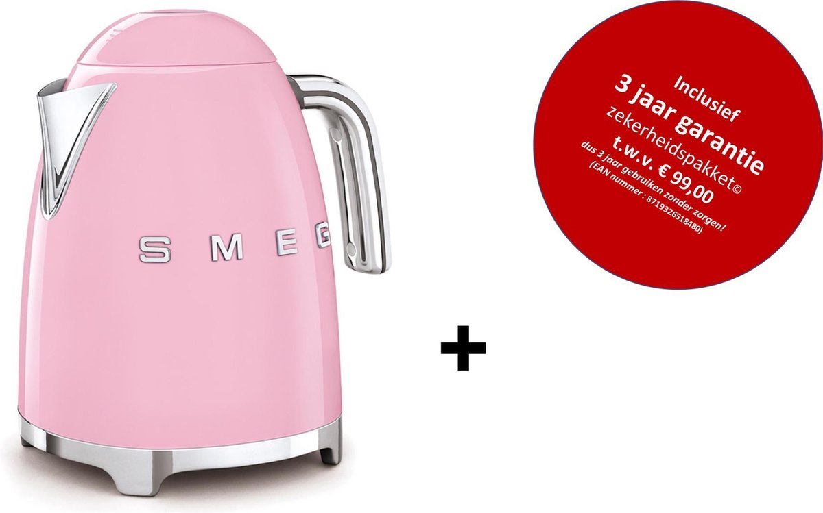 Smeg - KLF03PKEU MkIII - Waterkoker -Roze - met drie jaar garantie!