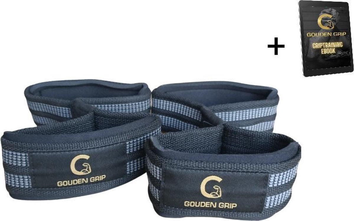 Gouden Grip Figure 8 Lifting Straps + GRATIS Griptraining E-book - Deadlift Straps - Wrist Barbell Dumbell Halterstang Straps - Powerlifting - Anti Slip Lift - Fitness - Crossfit - Weightlifting - Bodybuilding - Pull ups - Powerstraps