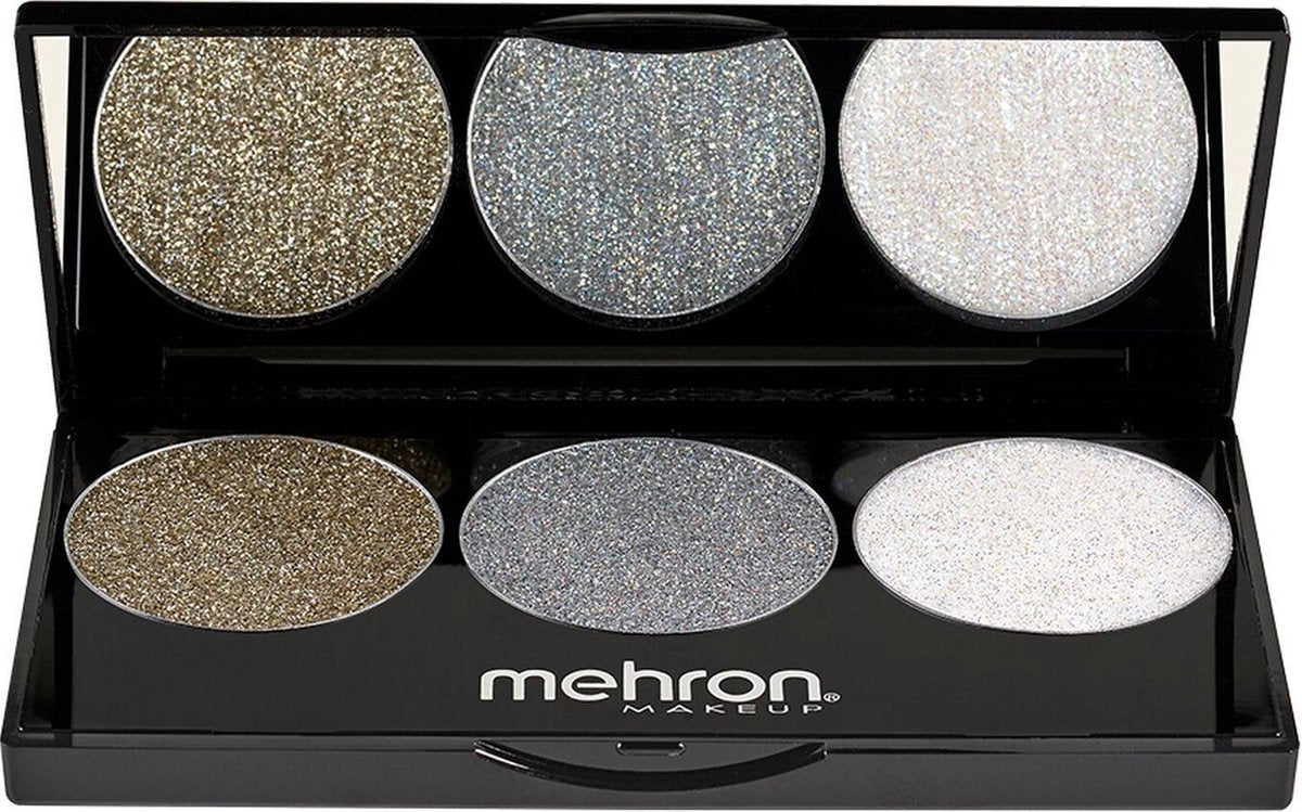 Mehron ECHO Pressed Glitter Palet - zilver goud Wit