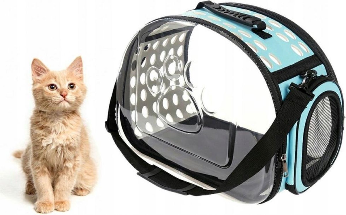Transporttas Kleine Huisdieren - Draagbare Reistas Met Schouderriem - Draagtas Reismand Voor Kleine Honden/Katten/Konijn/Puppy - Pet Carrier Transport Bag Tas - Anti Stress Dankzij Transparante Zijwanden & Ventilatiesysteem - 43x32x30 CM