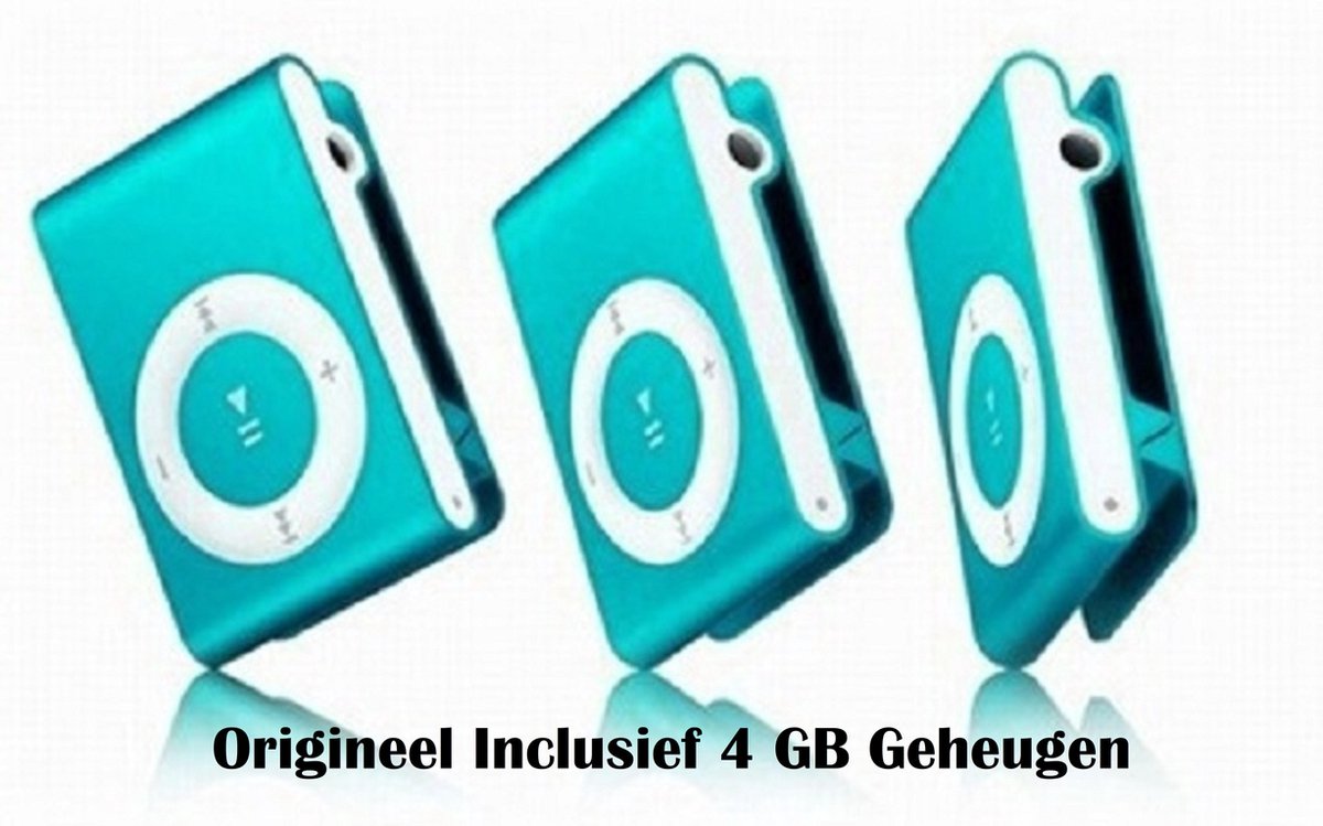 Mini MP3 speler met in-ear koptelefoon Inclusief 4GB Geheugen Blauw