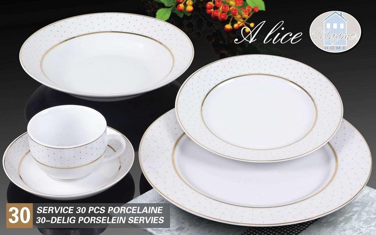 YILTEX – Serviesset / Tafelservies/ Serviesset 6 Persoons / Servies 6 Personen / Serviesset 30 Delig / Serviesset Rond – Porselein