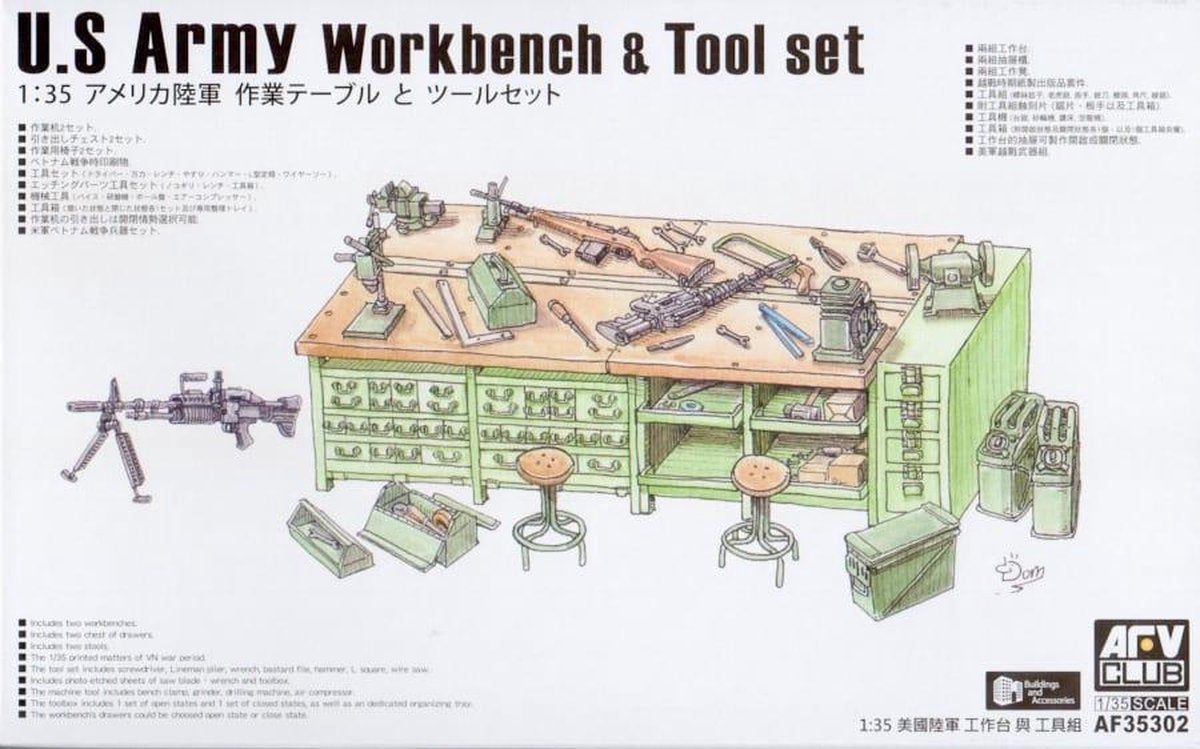 AFV-Club U.S. Army Workbench & Tool Set + Ammo by Mig lijm