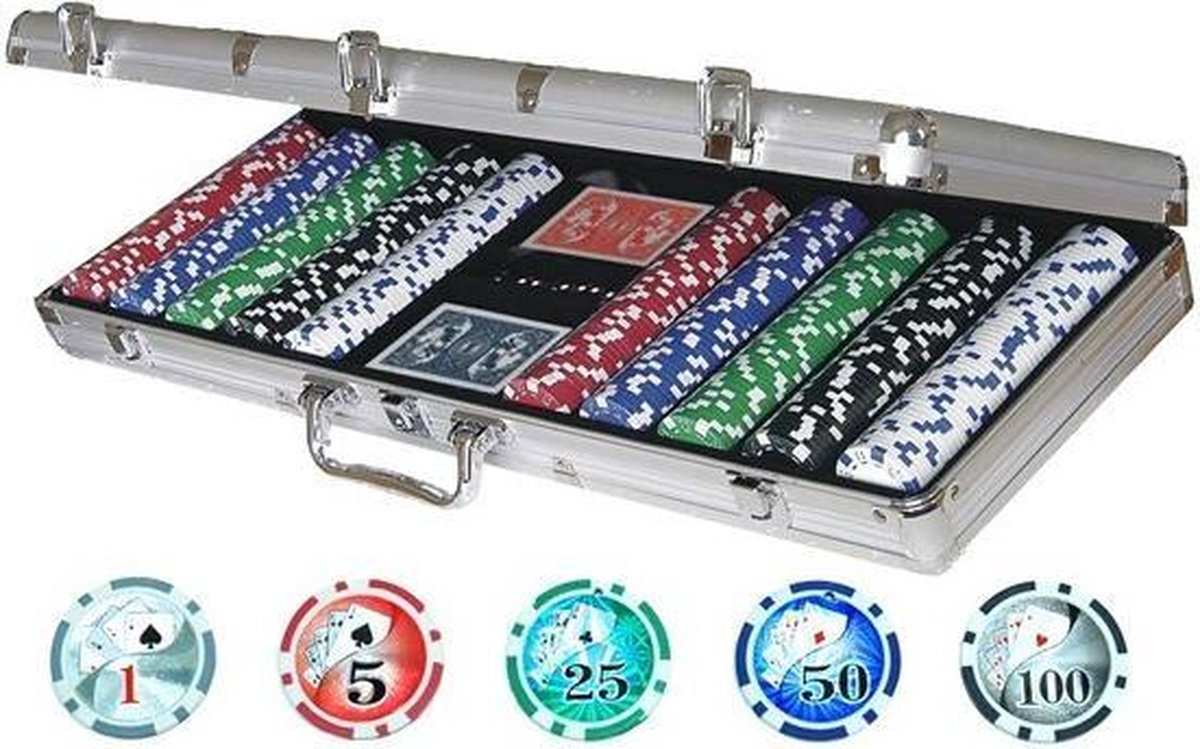 Poker koffer Alu 500 laser chips 115 gr