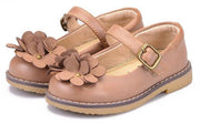 Ballerina Julia – leren ballerina met enkelbandje - cognac - maat 25