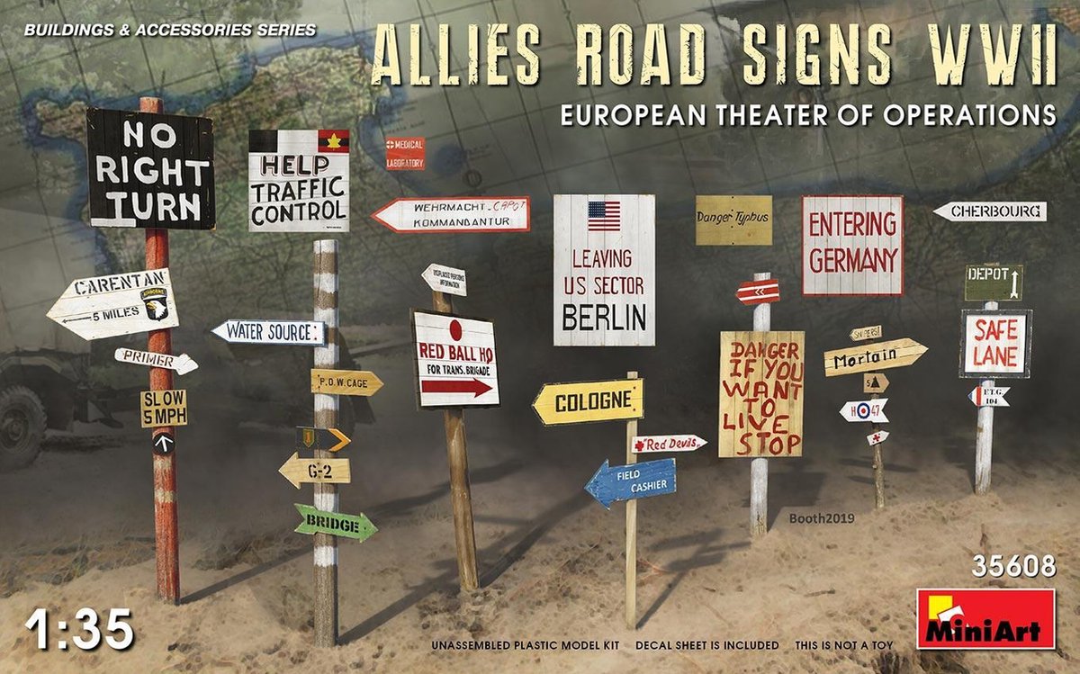 ALLIED ROAD SIGNS WWII. THEATRE OF OPERATIONS