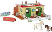 Bullyland - Paardenstal Manege Set  - 40 x 33 x 15 cm (lxbxh) - incl. 2 paarden Camargue en Shetland pony merrie