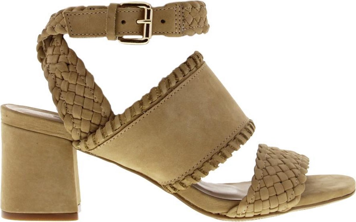 Tango | Belle 1-b tan nubuck woven sandal - straight heel | Maat: 40