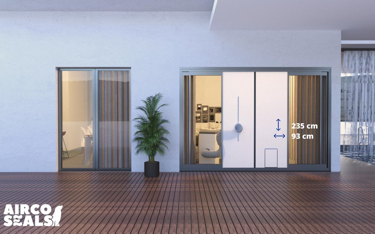 FDBW - Airco Deurafdichtingskit - 93 x 235 cm - Met Luxe Magneet Sluiting en Honden / Kattenluik