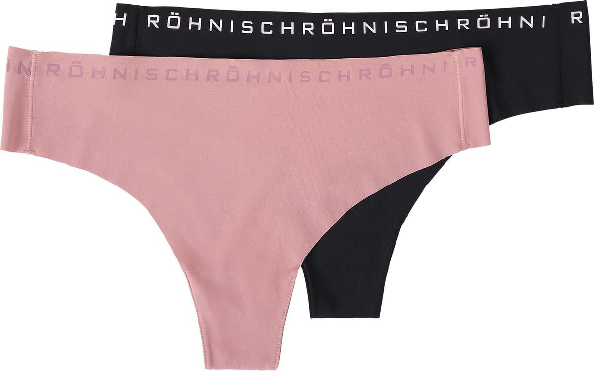 Röhnisch Slipjes Siena Nylon Dames Zwart/roze 2-pack Maat Xs