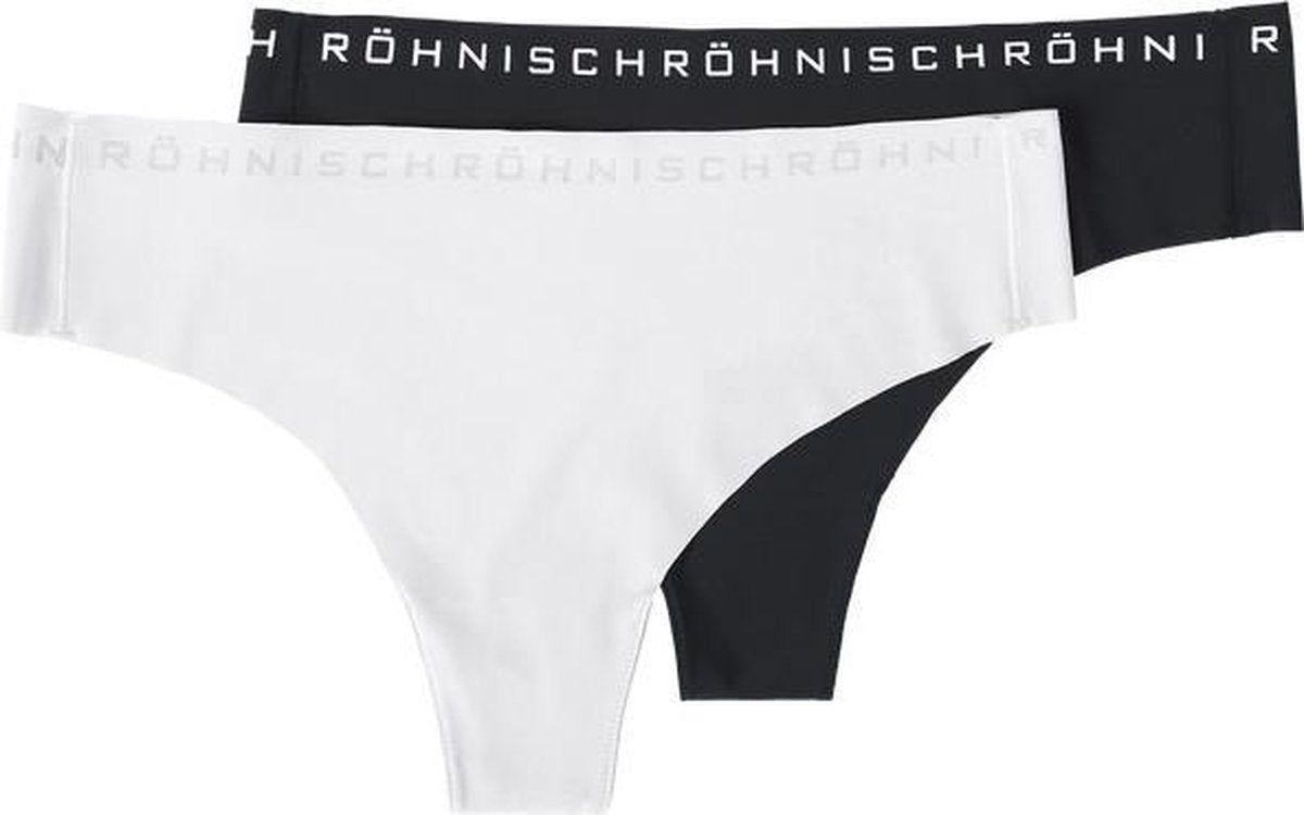 Röhnisch Slipjes Siena Nylon Dames Zwart/wit 2-pack Maat M