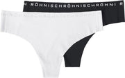 Röhnisch Slipjes Siena Nylon Dames Zwart/wit 2-pack Maat M