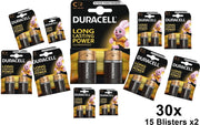 30 Stuks (15 blisters a 2st) -Duracell LR14/C/Baby/R14/MN 1400/AM-2/E93 - LR14 / C / R14 / MN1400 / Baby / AM2 / E93
