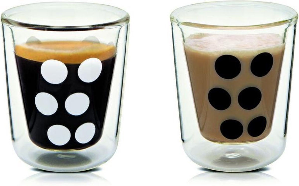 Zak!Designs Dotdot Espressobeker - Dubbelwandig - Met Lepel - 7