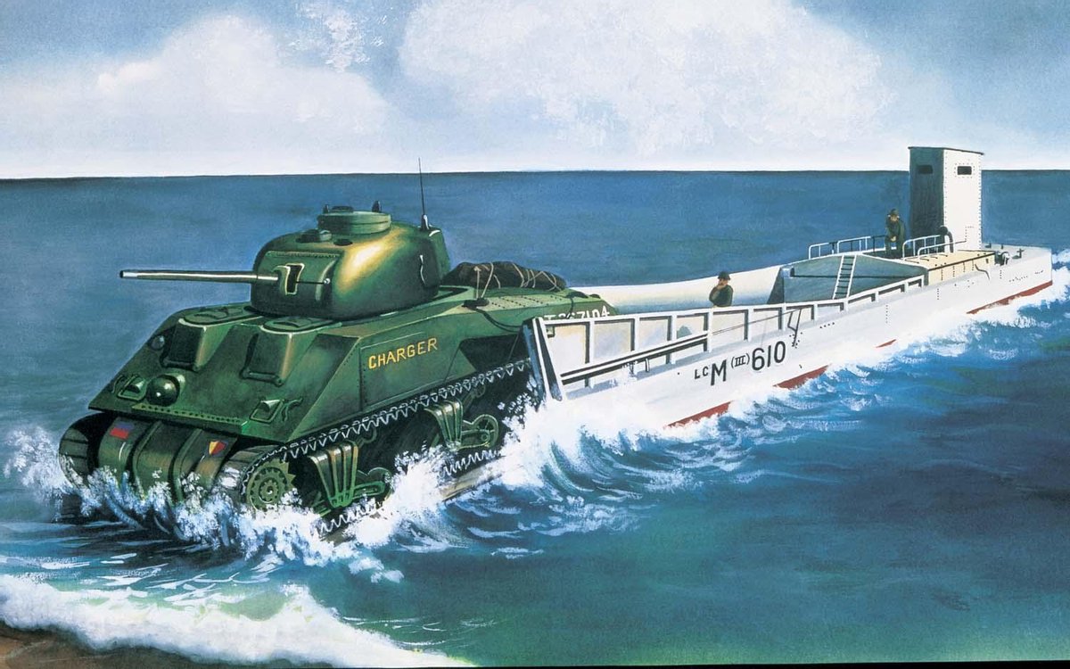 Airfix - Lcm3 & Sherman Tank (8/19) * (Af03301v)