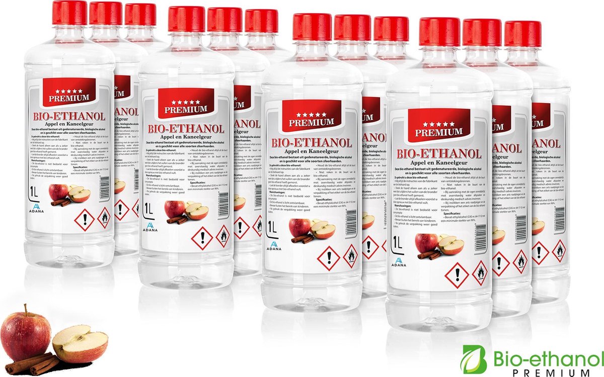 Adana- Bio-Ethanol met  Appel- en Kaneelgeur -PREMIUM- bioethanol -biobrandstof - 1 liter