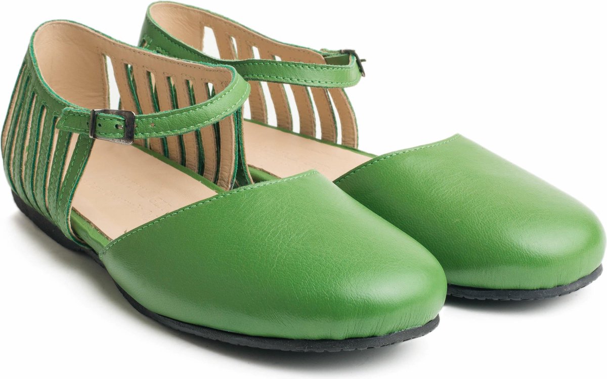 Haflinger Fani Ballerina - Groen - 40 - Leer Rubber zool