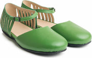 Haflinger Fani Ballerina - Groen - 40 - Leer Rubber zool