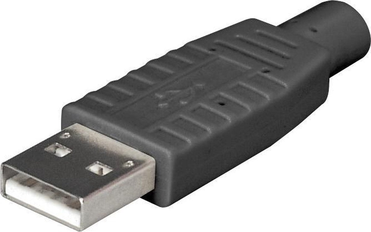 Transmedia USB-A (m) soldeerbare connector - USB2.0 / zwart
