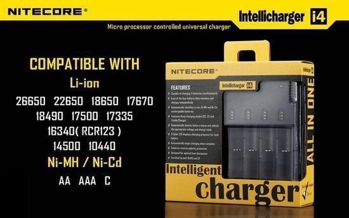 Nitecore intellicharger i4 batterijoplader