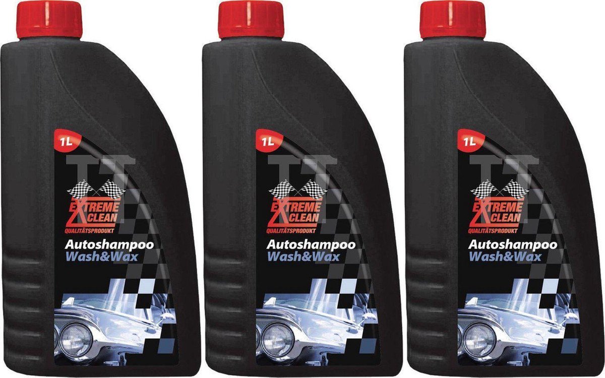 Extreme Clean Autoshampoo - Wash & Wax - 3 x 1L -voordeelverpakking