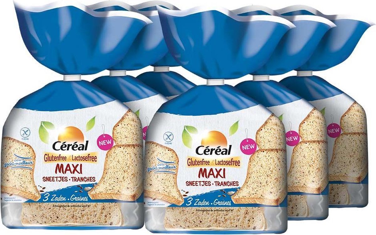 6x Cereal Maxi Brood 3 Zaden Glutenvrij En Lactosevrij 350 gr