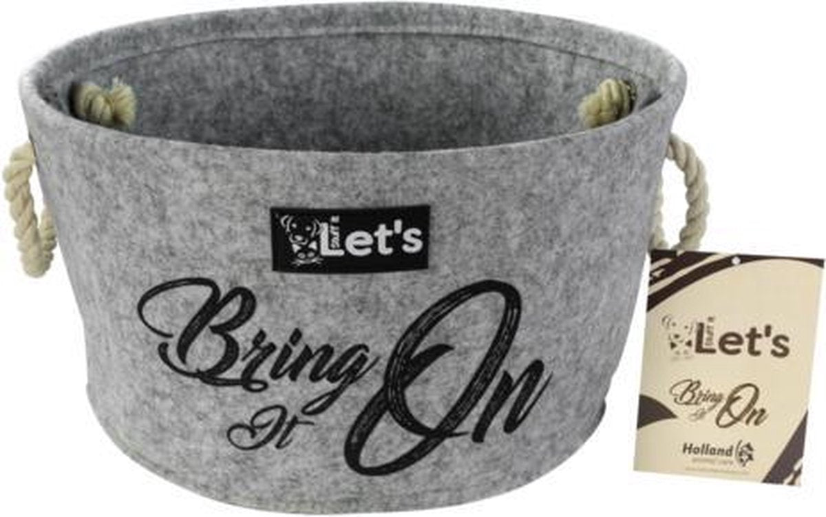 Lets - Hondenspeelgoed opbergmand - Geen rond slingerend speelgoed meer! - Grijs - Polyester (vilt)