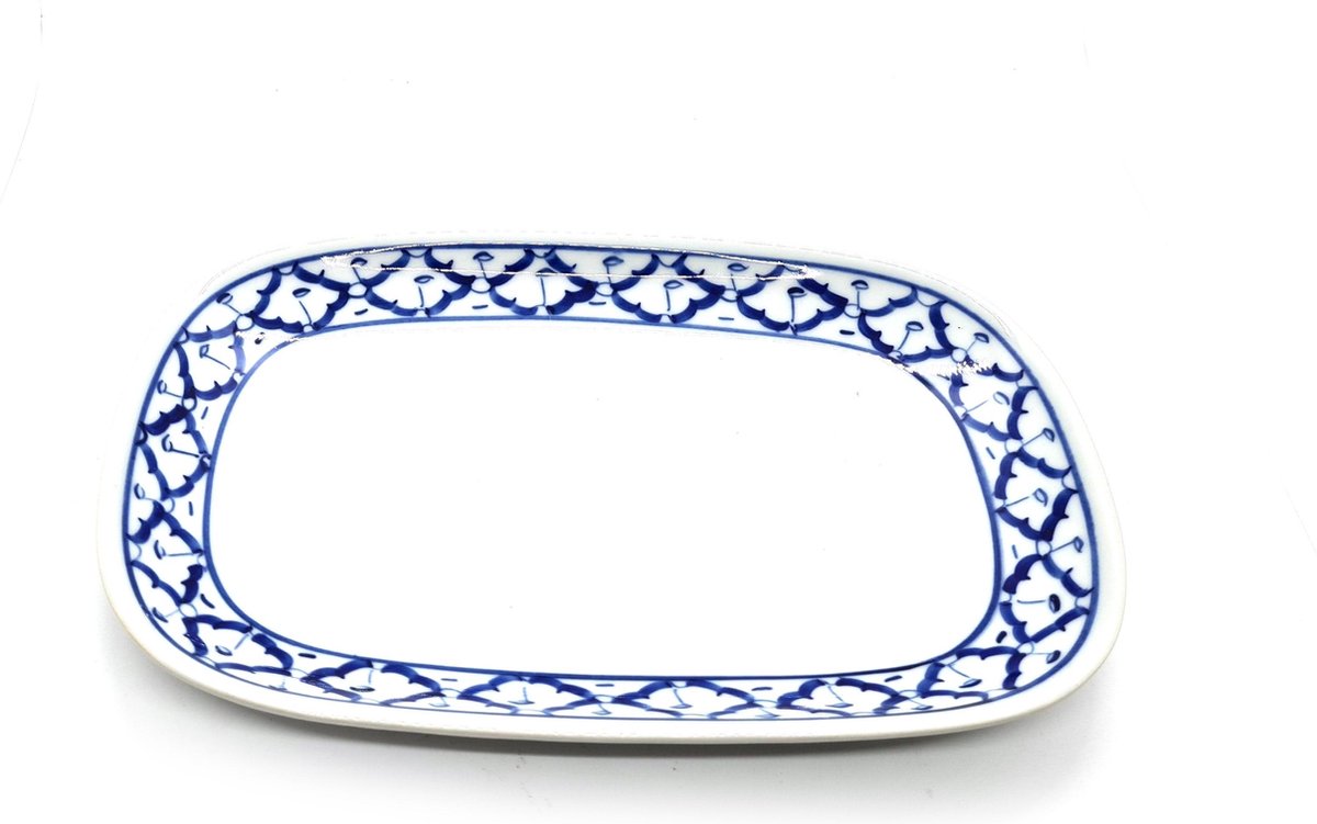 Serveerschaal – Bord - Presenteerschaal – Hapjesschaal – Tapas servies ovaal – Tapasschaal – Servies Thailand – Pineapple patroon – Ananaspatroon – 26 cm
