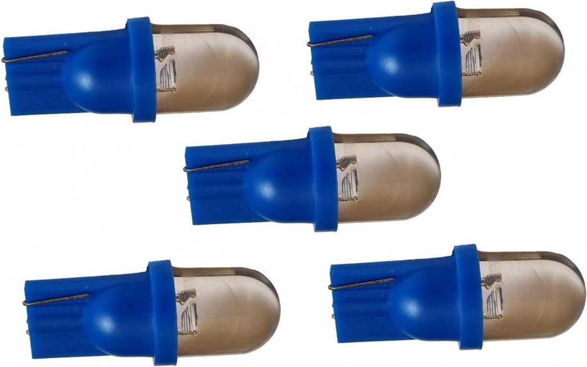 T10 autolamp 5 stuks | dashbordverlichting | blauw | LED 12V DC