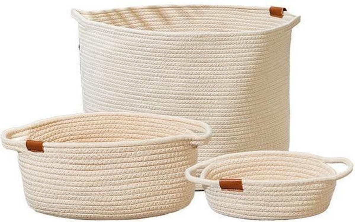 Handgeweven Wasmand of Opberger voor binnenhuis - 28X14cm - Beige