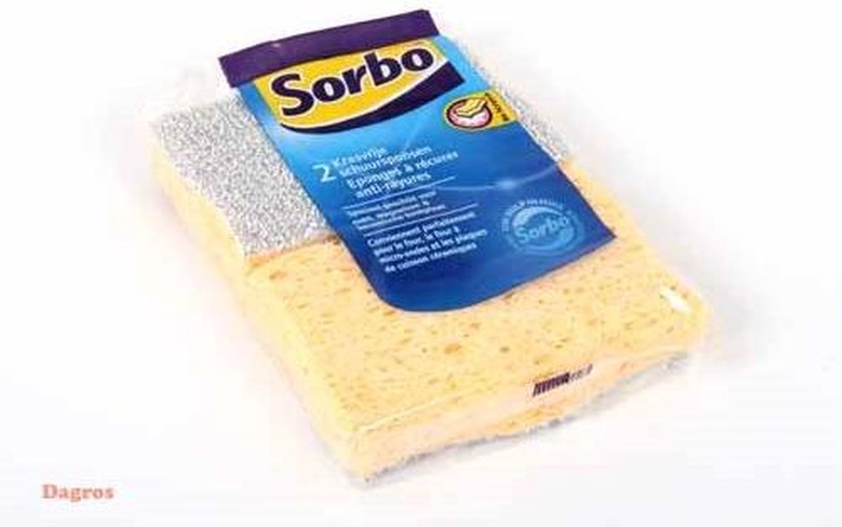 Sorbo Schuurspons - 11x7x4cm - 2 stuks - Krasvrij