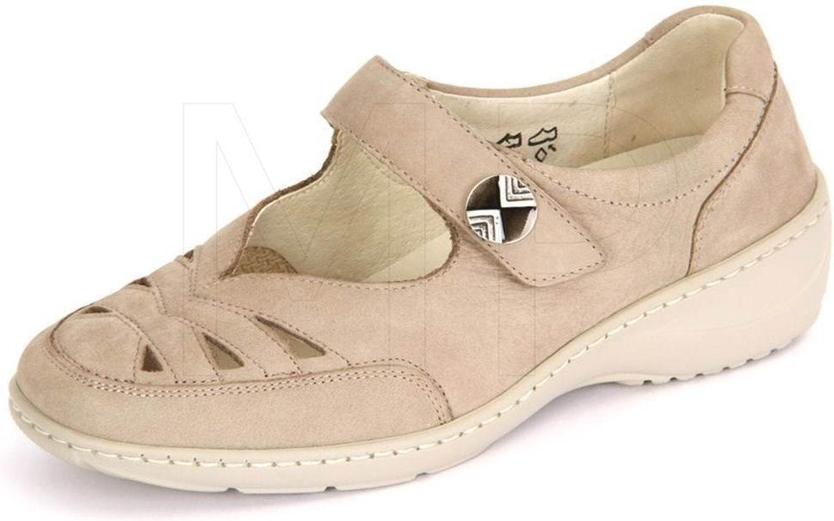 Waldläufer Dames Bandschoen 607309-191-094 Beige - Kya Wijdte K - Maat 5
