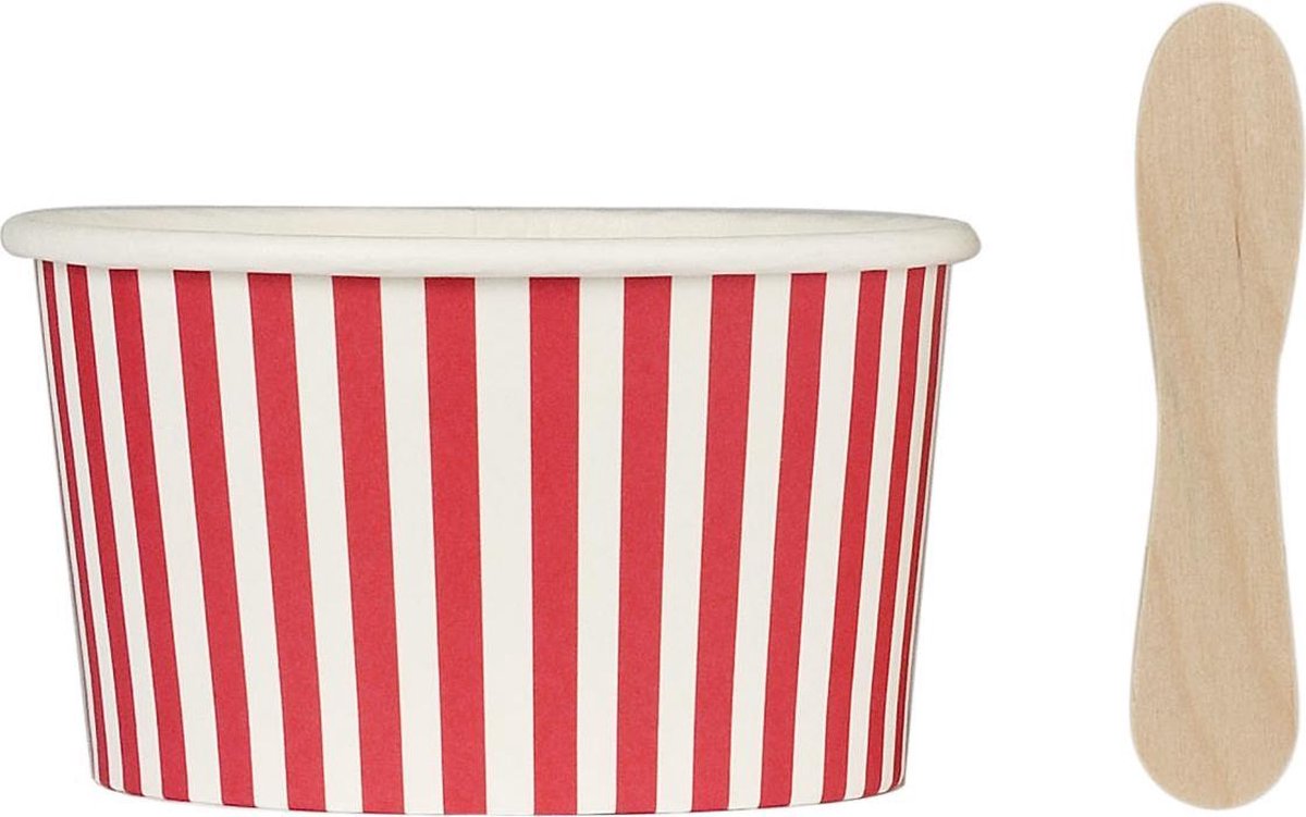 Point-Virgule Bakgerei set - Potjes en Houten Lepeltjes - Candy Stripes - Set van 12 Stuks