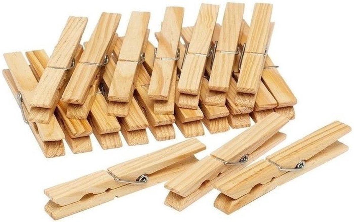 100x Houten wasknijpers - 6 cm - huishoudelijke producten wasknijpers / knijpers