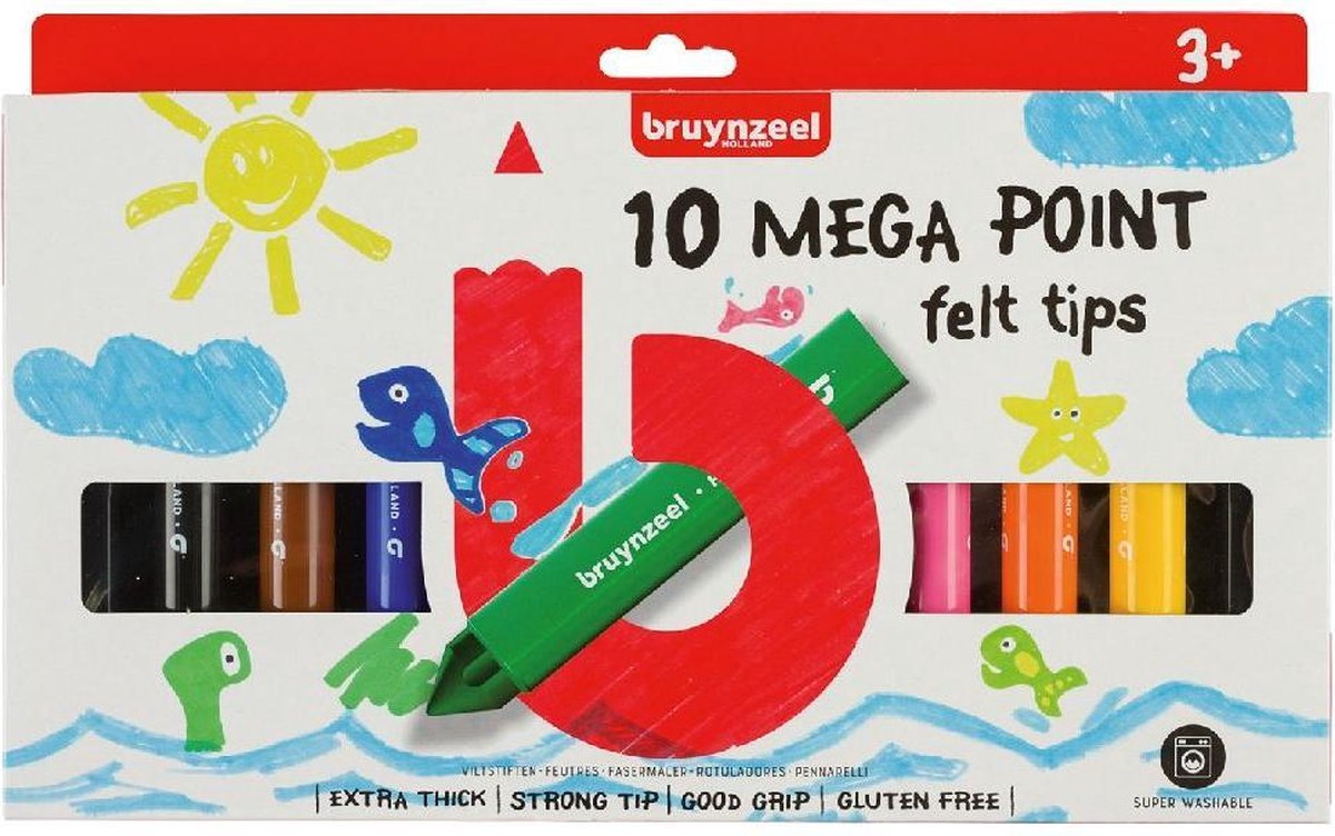 Bruynzeel Viltstiften Mega Point 10st 3+