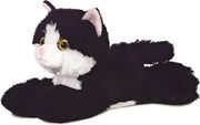 Pluche zwart/witte kat/poes knuffel 20 cm - Poezen/katten huisdieren knuffels - Speelgoed voor peuters/kinderen