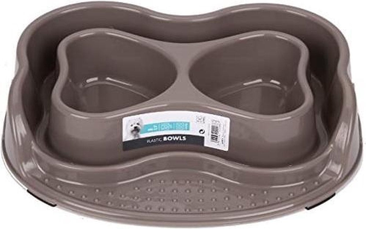 M-pets Voer- En Drinkbak 2 X 500 Ml Grijs