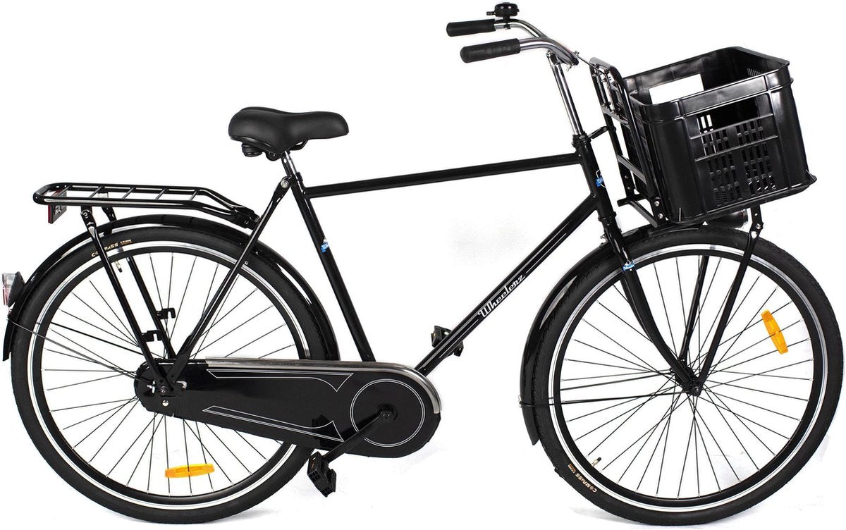 Wheelerz herenfiets 28 inch zwart | inclusief voordrager & krat | rijklaar