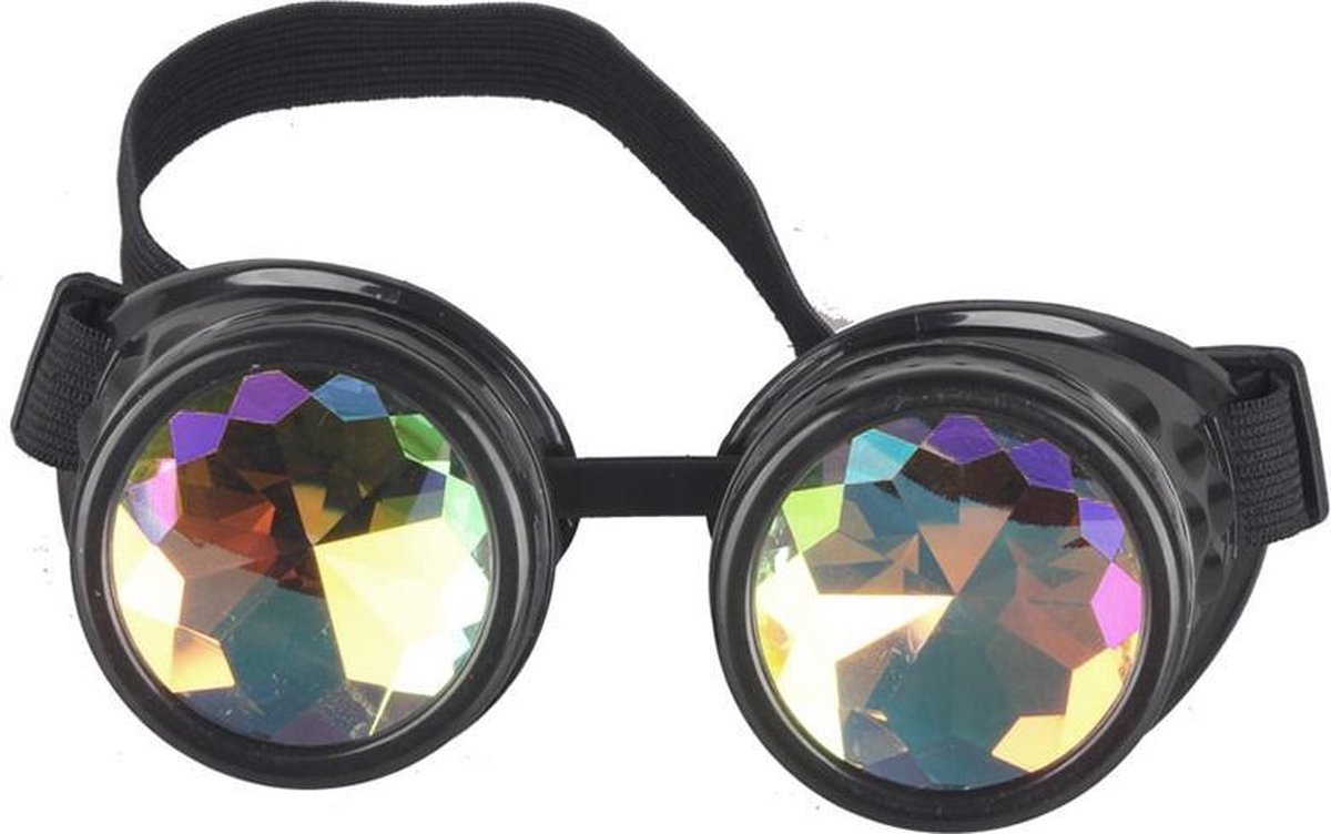 Caleidoscoop bril goggles Steampunk - zwart - burning man festival