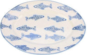 Schaal ovaal Vissen blauw/wit 35x24