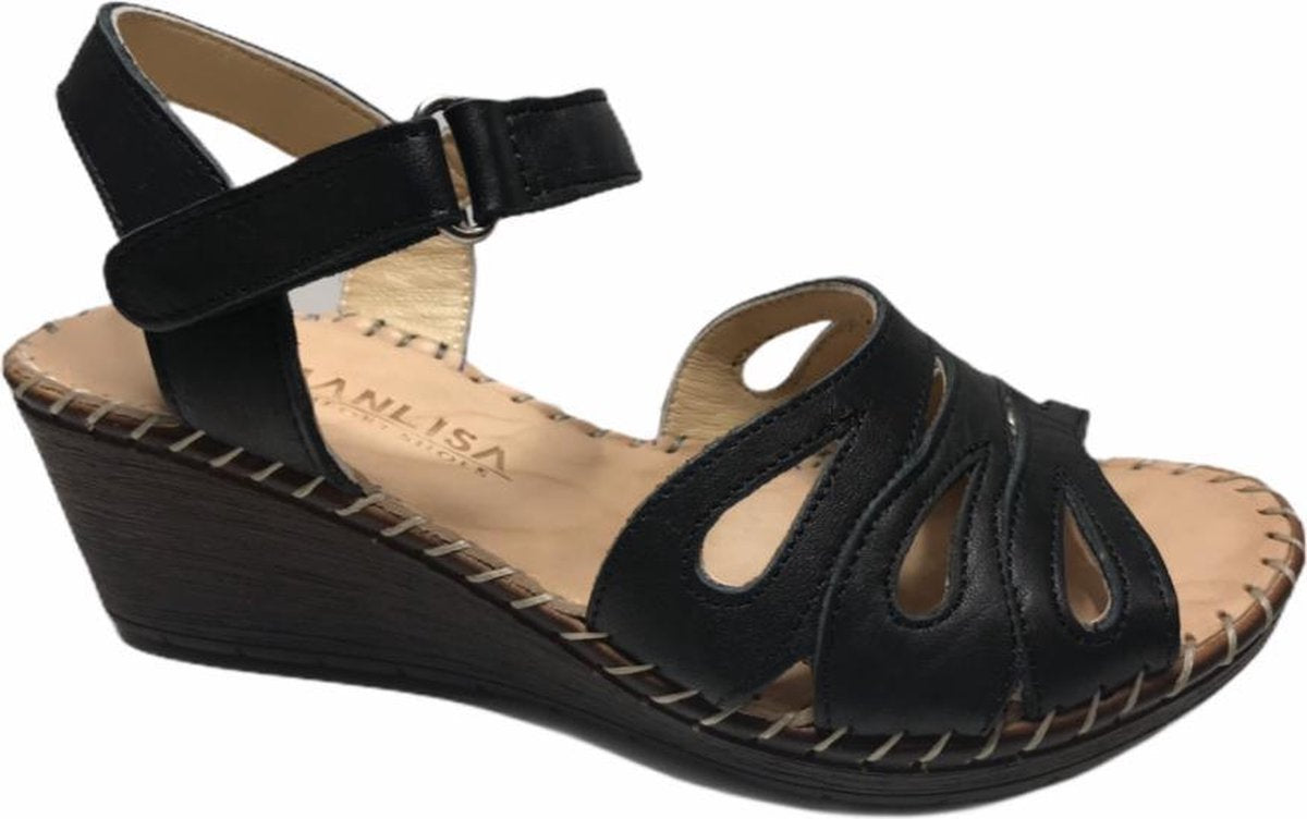 manlisa dames velcro sandaal S207-7046 zwart mt 37