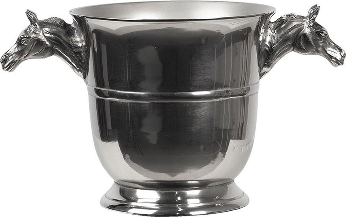 Clayre & Eef Wijnkoeler 31*20*26 cm Zilverkleurig Aluminium Rond Champagne Emmer Champagne Emmer