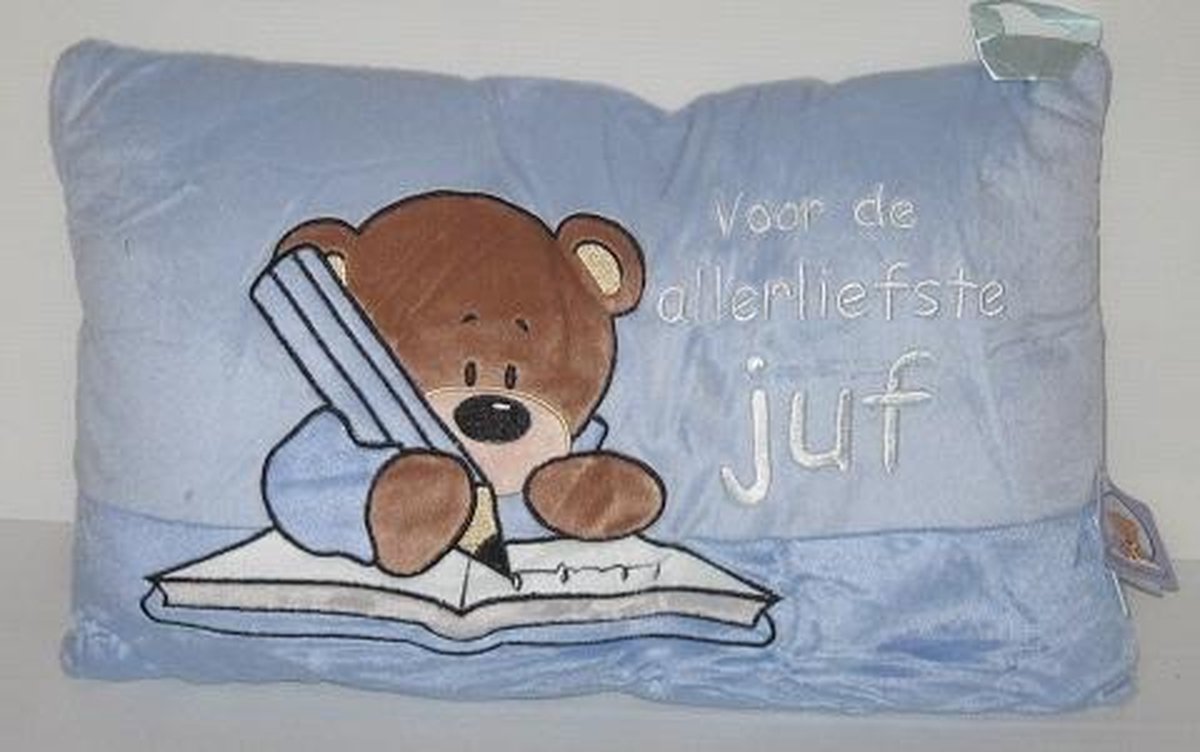 Kwikki kussen blauw Voor de allerliefste juf