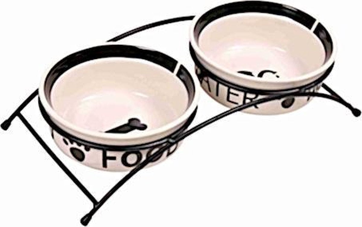 TRIXIE | Trixie Voerbak / Drinkbak Set Eat On Your Feet Wit / Zwart