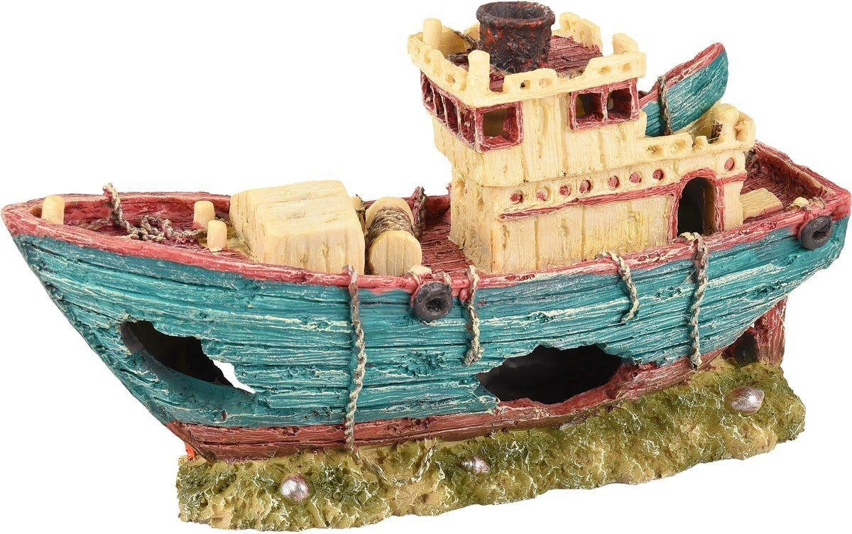 Aquarium Ropa scheepswrak - Blauw - 28 x 9 x 15 cm