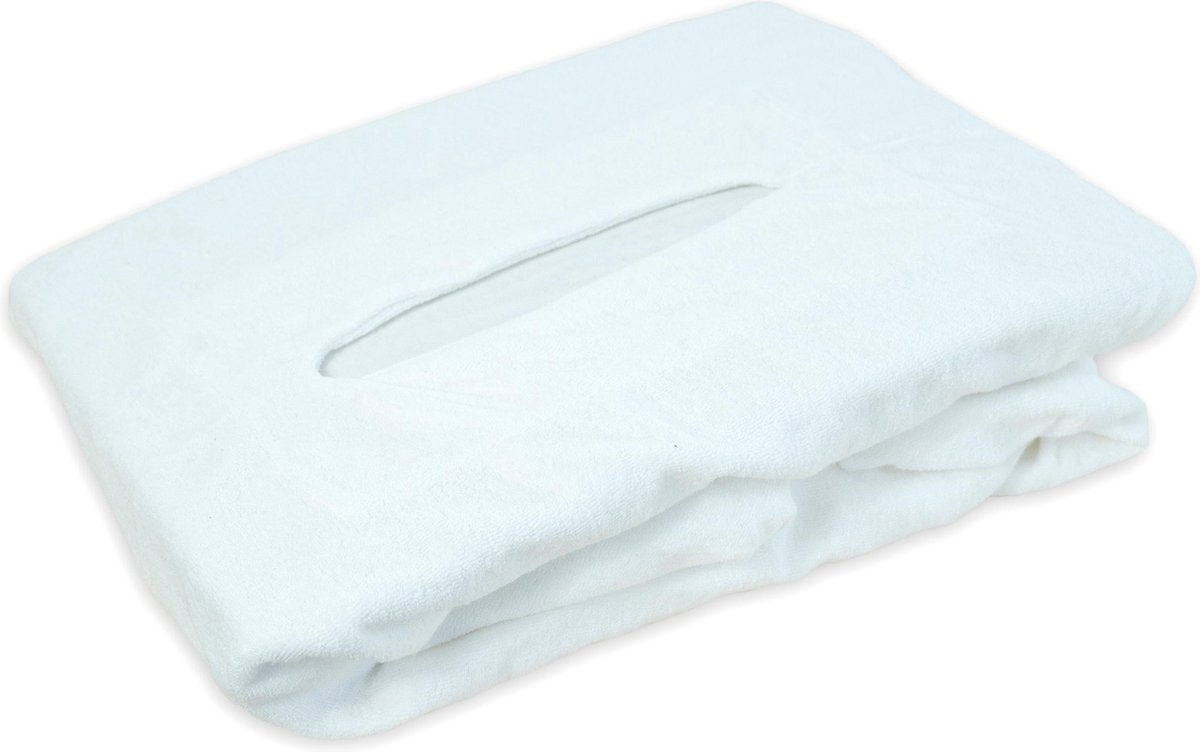 Hoeslaken Massagetafel Wit- Extra Dik - Badstof Stretch - Met Uitsparing
