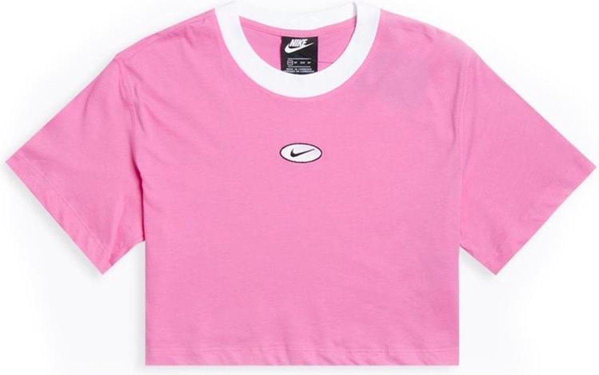 Nike WMNS NSW Cropped Logo Top Roze Kledingmaat : S