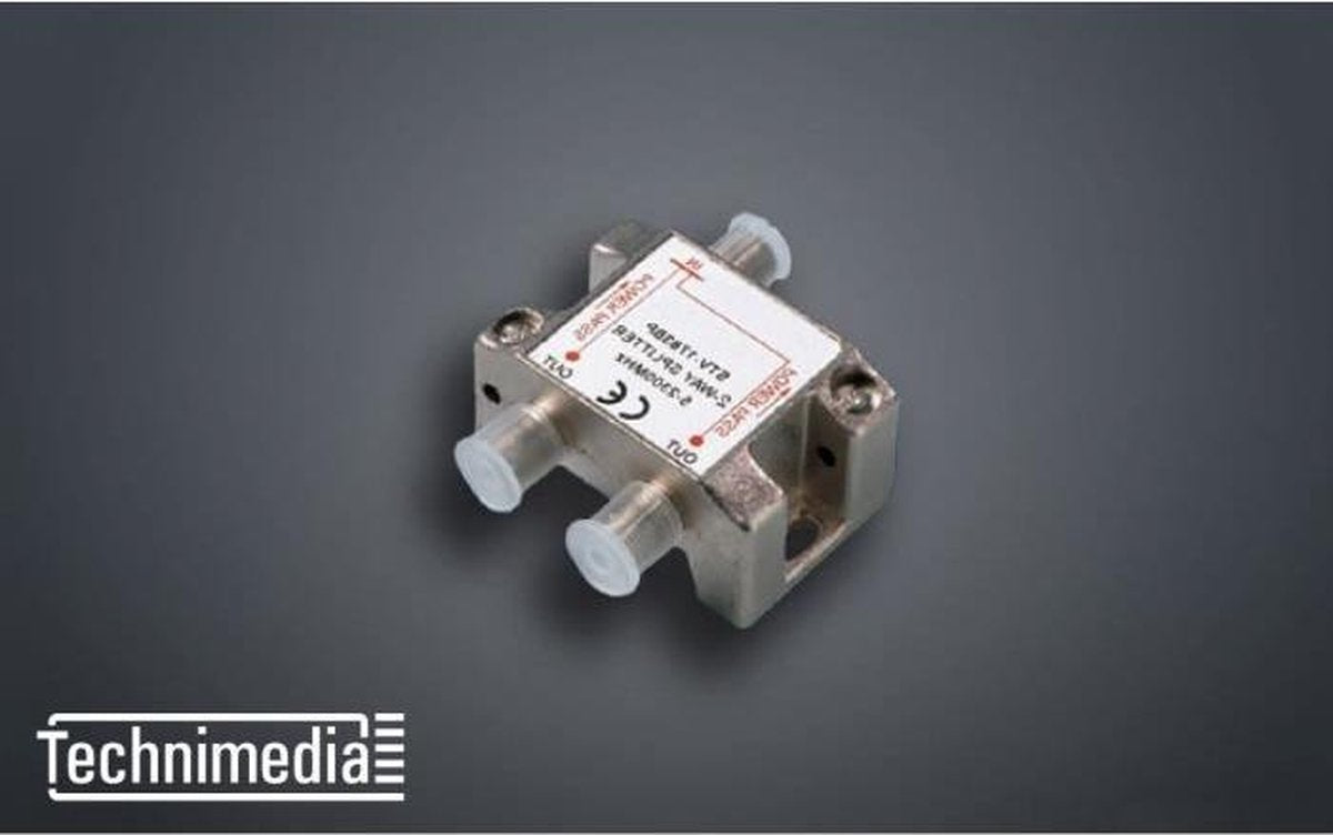 TECHNIMEDIA binnenantenne-antennesplitter 1 tot 2 - Vrouwelijke aansluiting - DC-doorgang